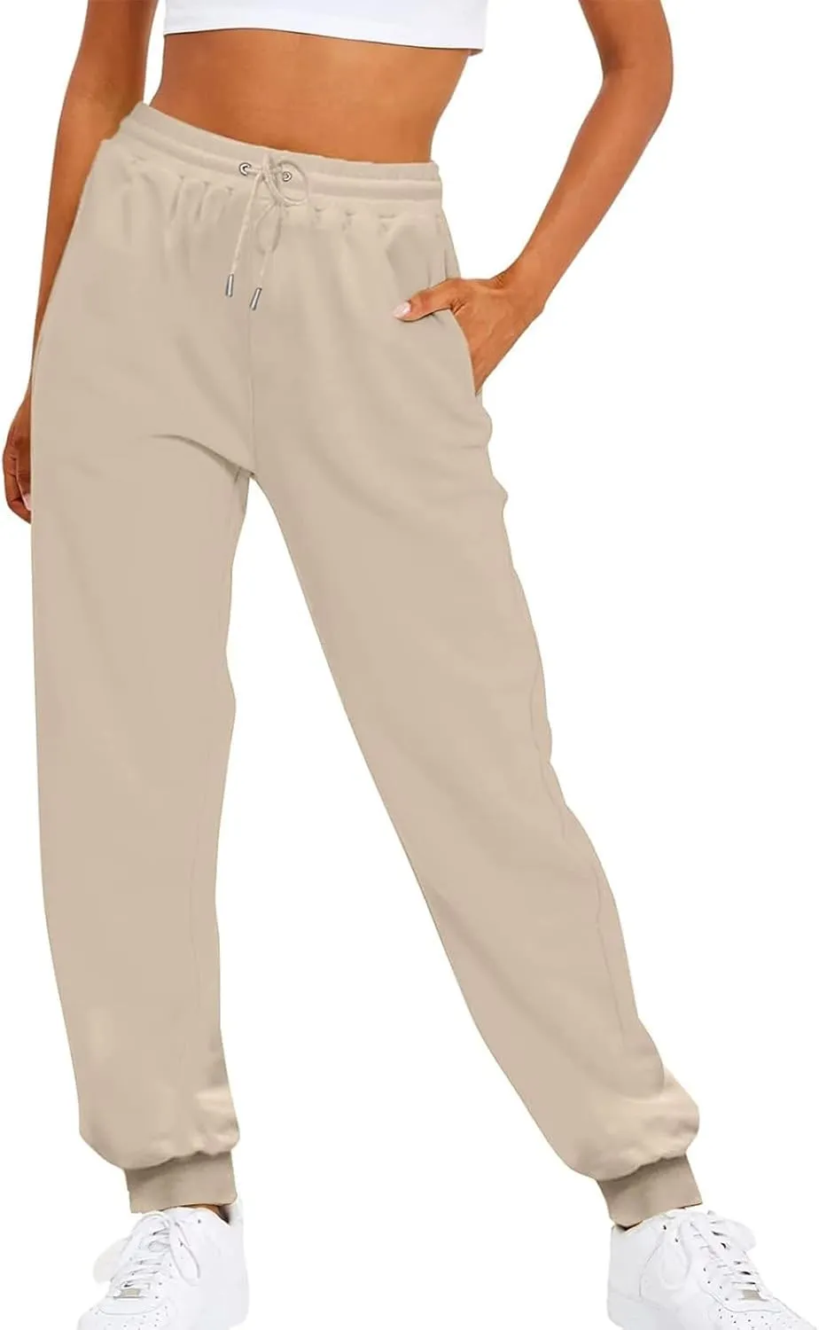 Joggers for Women Casual Fleece Baggy Sweatpants Jogger Pants with Pockets Drawstring Cinch Bottom Sweatpants