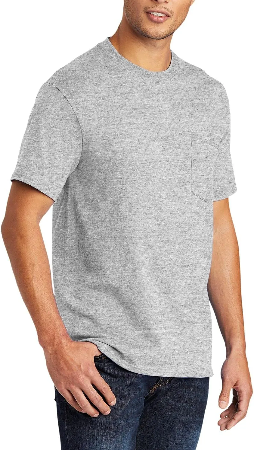 JustBlanks Mens Casual Tall Short Sleeve Tee Shirt Core Blend Crew Neck Pocket Tees for Men