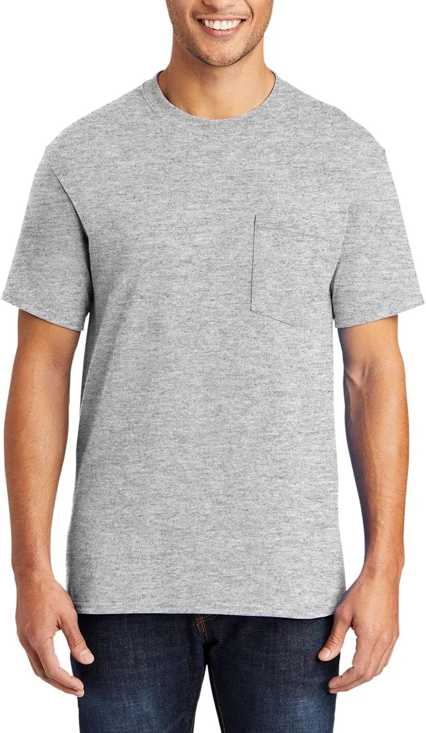 JustBlanks Mens Casual Tall Short Sleeve Tee Shirt Core Blend Crew Neck Pocket Tees for Men