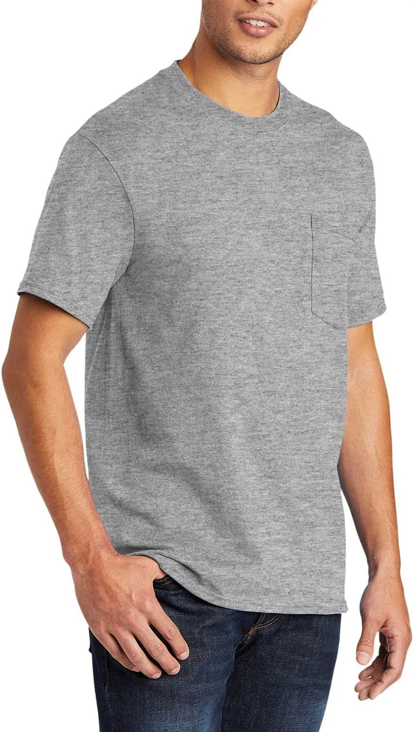 JustBlanks Mens Casual Tall Short Sleeve Tee Shirt Core Blend Crew Neck Pocket Tees for Men