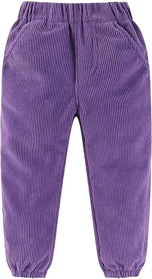 Kids Boys Girls Corduroy Pants Pull on Joggers Baggy Sweatpants Solid Elastic Waist Trousers Loung𝐞 School Pants