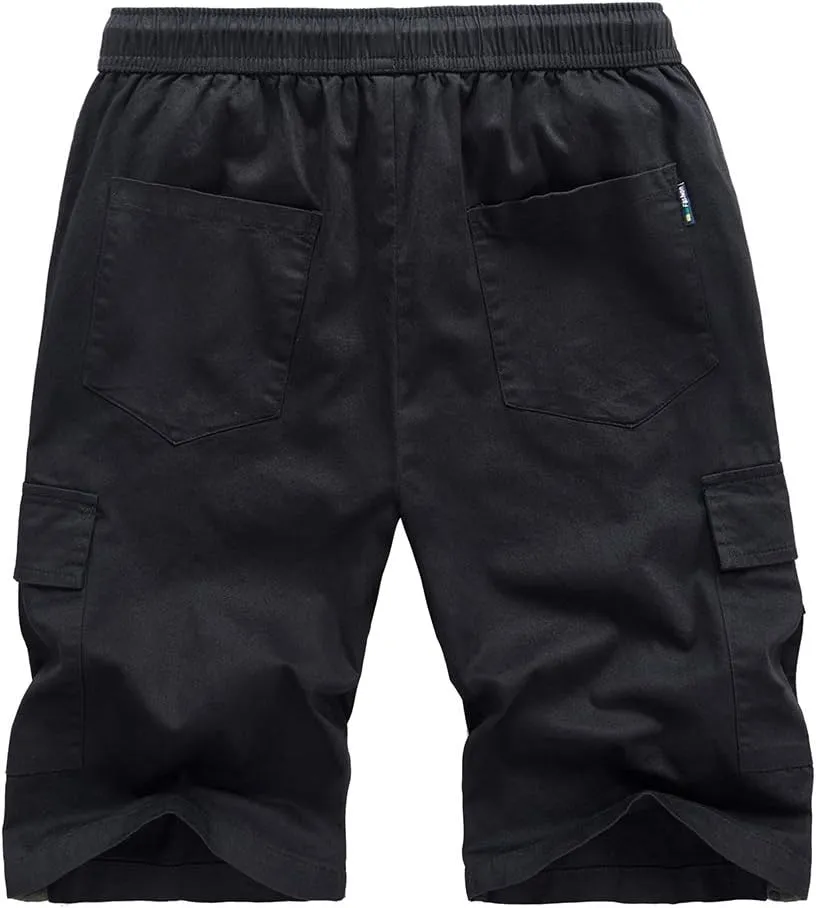 Kolongvangie Men's Cargo Shorts Casual Drawstring Pull On Cotton Summer Big & Tall Relaxed Fit Work Shorts