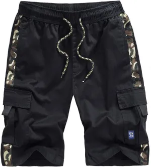 Kolongvangie Men's Cargo Shorts Casual Drawstring Pull On Cotton Summer Big & Tall Relaxed Fit Work Shorts
