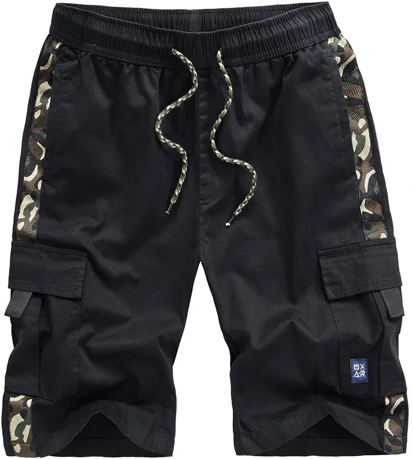Kolongvangie Men's Cargo Shorts Casual Drawstring Pull On Cotton Summer Big & Tall Relaxed Fit Work Shorts