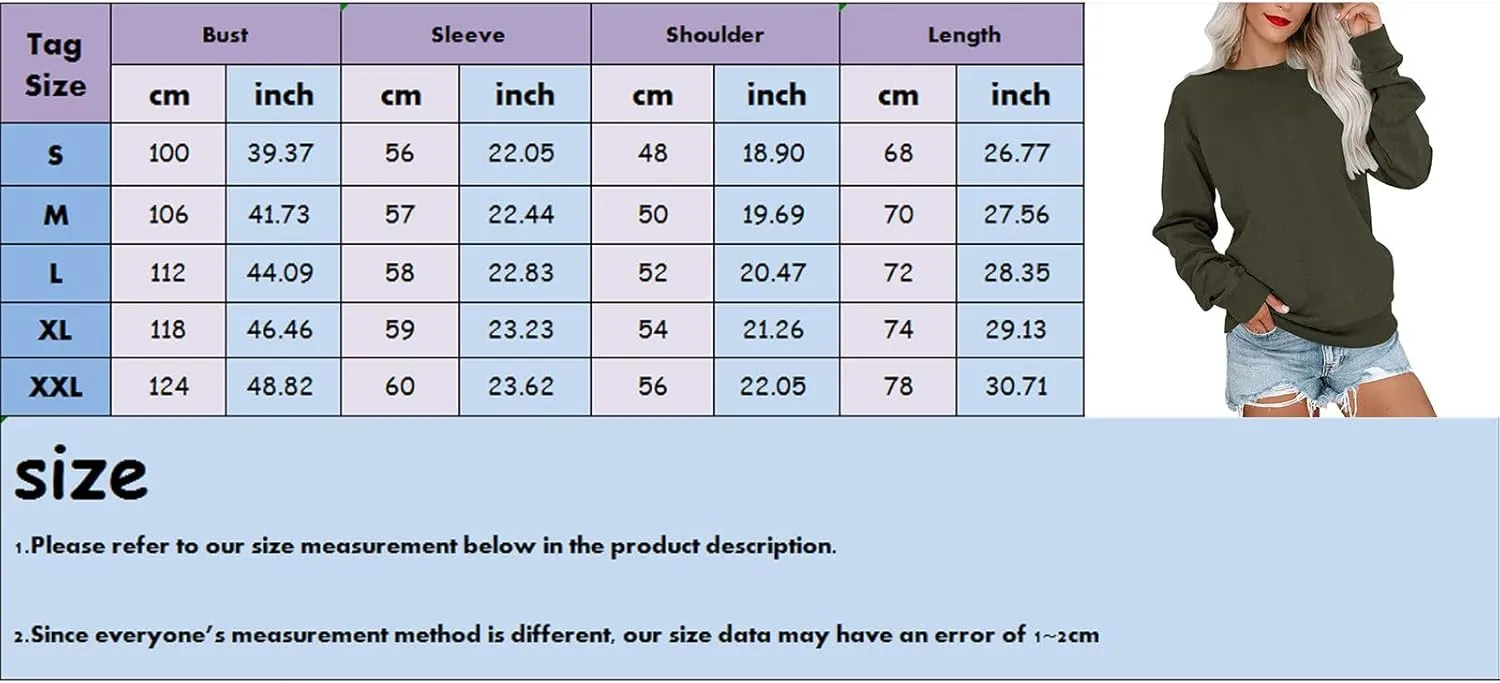 LCMTWX Womens Casual Round Neck Sweatshirt Long Sleeve Top Cute Pullovers Plus Size Loose Solid Pullover Sweater Sweatshirts