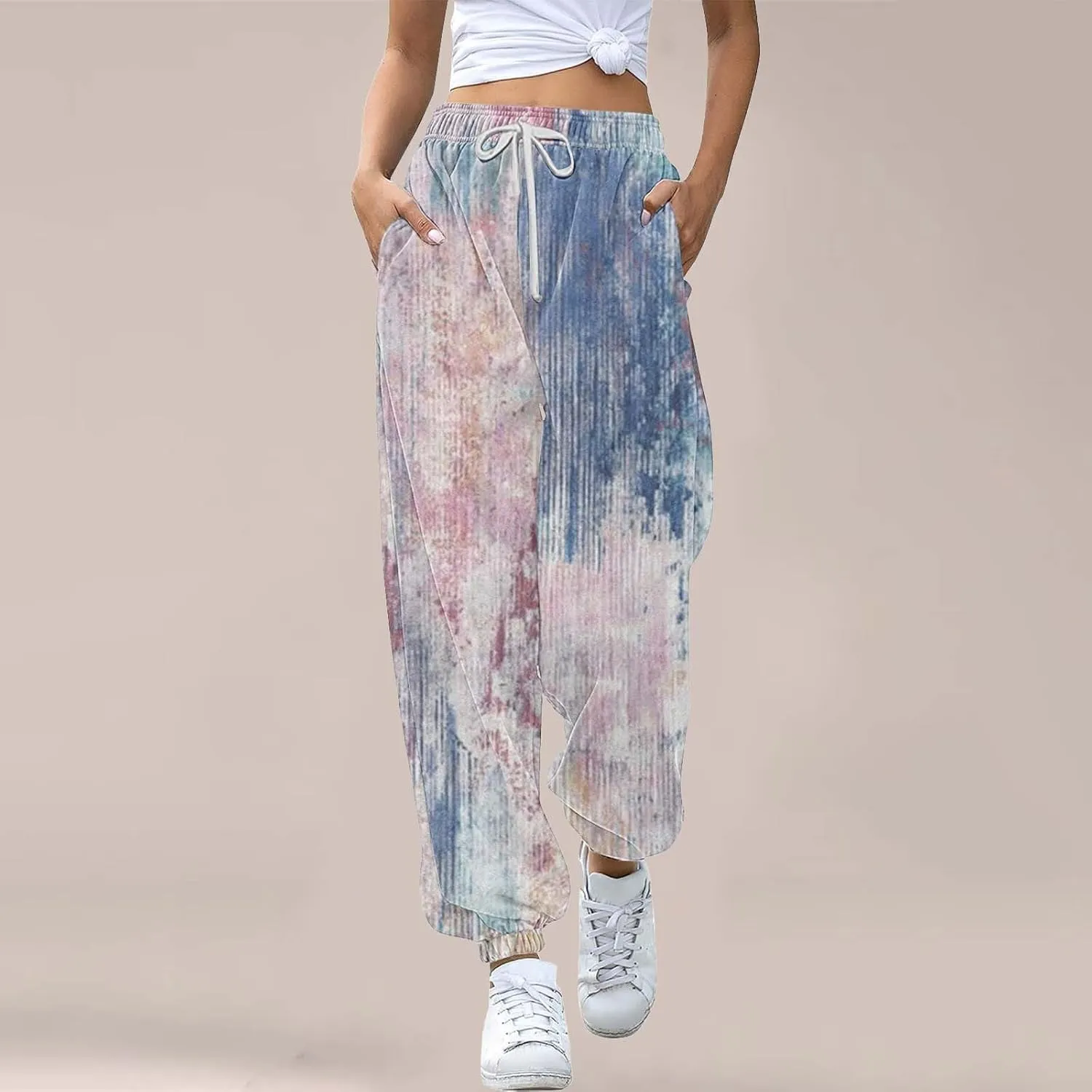 LCMTWX Women's Pants Sweatpants Joggers Pants Workout High Waisted Yoga Pants with Pockets Womens Open Hem Sweatpants Black