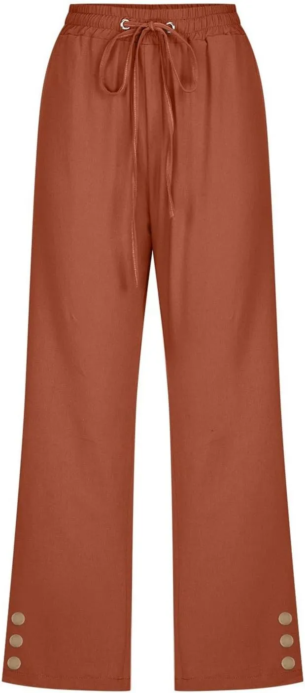 Linen Capris for Women 2025 Summer Casual Capris Palazzo Beach Summer Outfits 2025 Trendy Linen Cropped Pants Women
