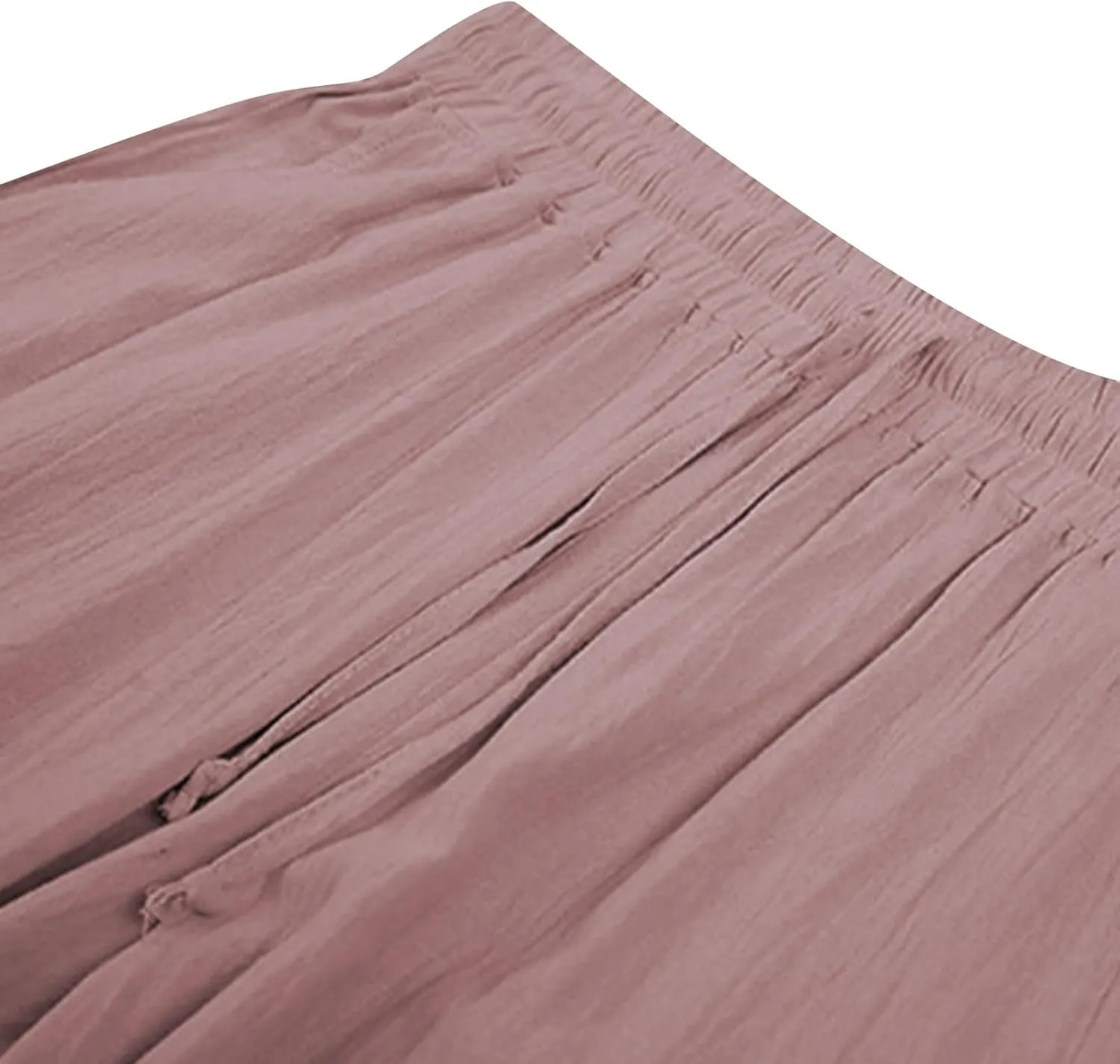 Linen Pants for Men Elastic Waist Drawstring Straight Leg Pants Casual Summer Beach Trousers Multi Pockets