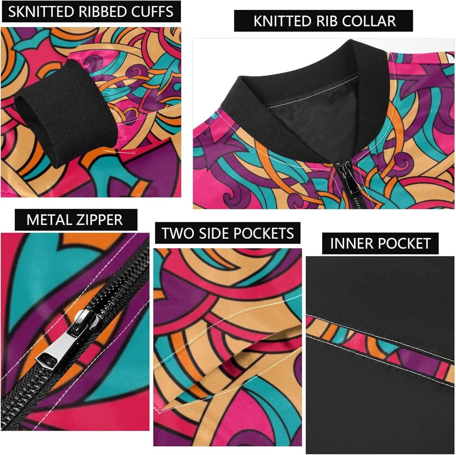 linqin Floral Mandala Mens Lightweight Jacket Lightweight Jacket Men Windbreaker Softshell Jacket Men Travel