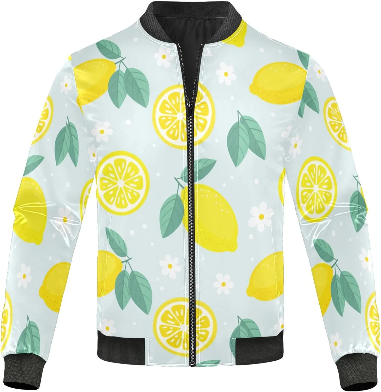 linqin Fruity Lemon Lightweight Jackets For Men Waterproof Windbreaker Mens Jacket Lightweight Zipper Jacket Men Travel
