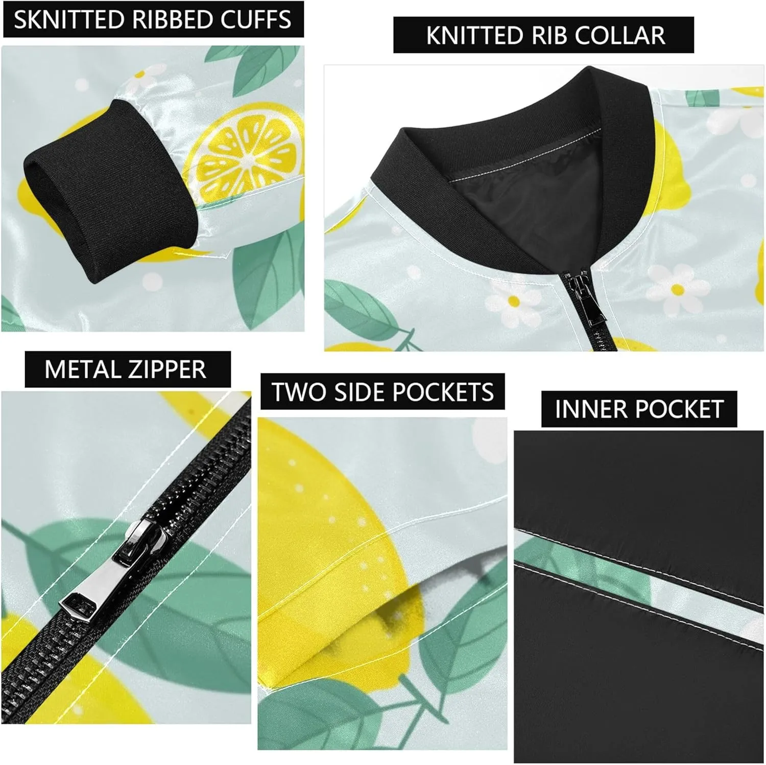 linqin Fruity Lemon Lightweight Jackets For Men Waterproof Windbreaker Mens Jacket Lightweight Zipper Jacket Men Travel