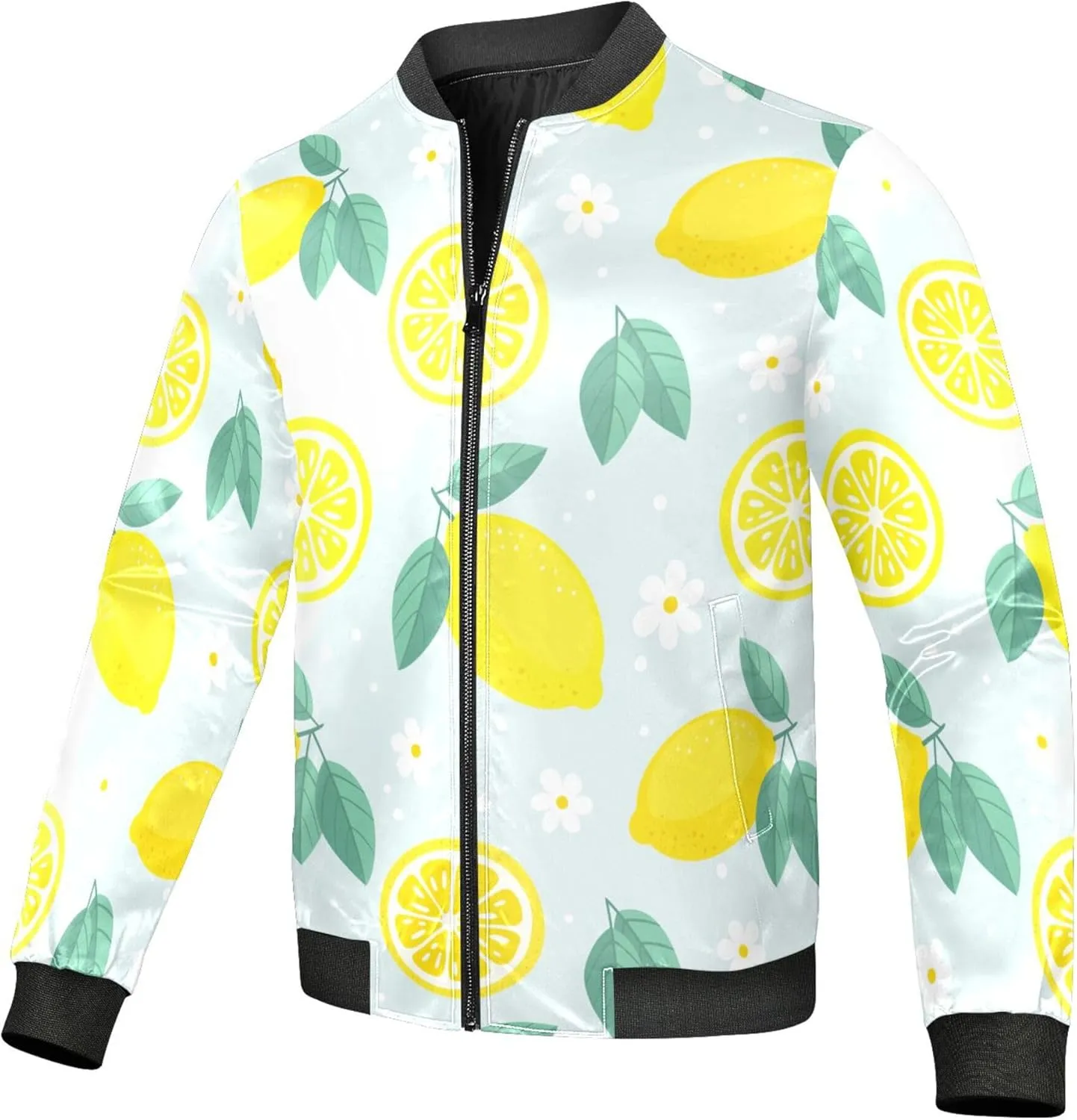 linqin Fruity Lemon Lightweight Jackets For Men Waterproof Windbreaker Mens Jacket Lightweight Zipper Jacket Men Travel