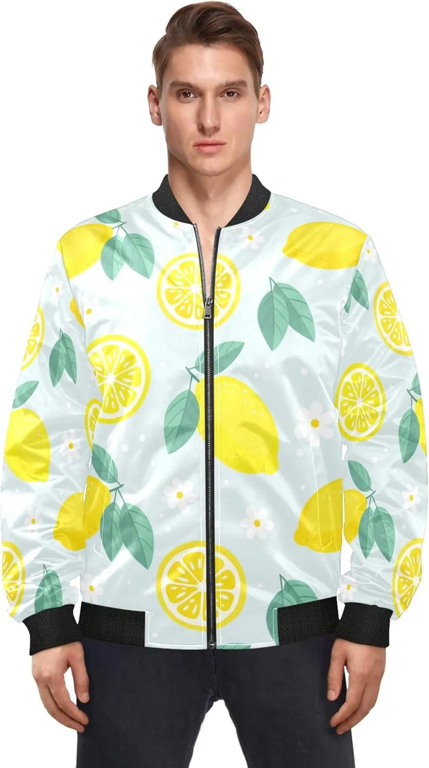 linqin Fruity Lemon Lightweight Jackets For Men Waterproof Windbreaker Mens Jacket Lightweight Zipper Jacket Men Travel