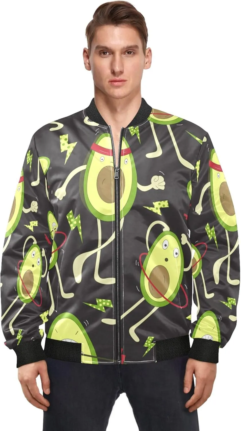 linqin Fun Avocados Lightweight Waterproof Rain Jacket Mens Windbreaker Jackets Lightweight Waterproof Rain Coats For Men
