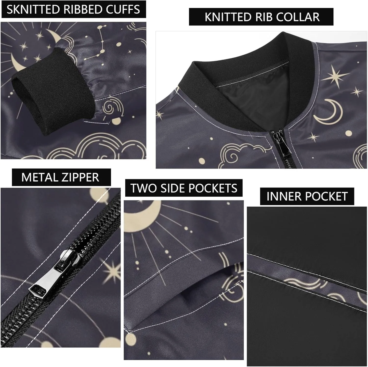 linqin Sun Moon Clouds Stars Wind Jacket Men Lightweight Lightweight Jacket Men Windbreaker Coats For Men Stylish