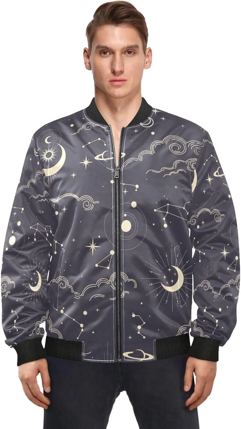 linqin Sun Moon Clouds Stars Wind Jacket Men Lightweight Lightweight Jacket Men Windbreaker Coats For Men Stylish