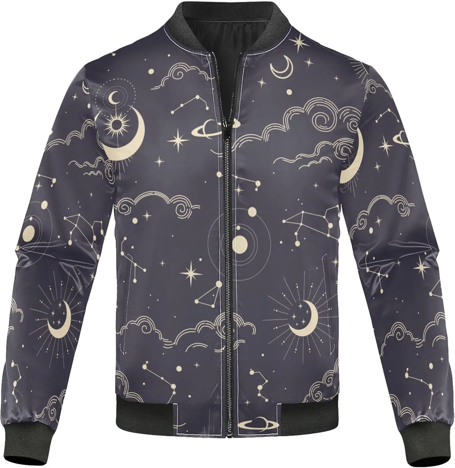 linqin Sun Moon Clouds Stars Wind Jacket Men Lightweight Lightweight Jacket Men Windbreaker Coats For Men Stylish
