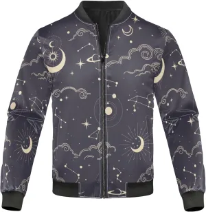 linqin Sun Moon Clouds Stars Wind Jacket Men Lightweight Lightweight Jacket Men Windbreaker Coats For Men Stylish