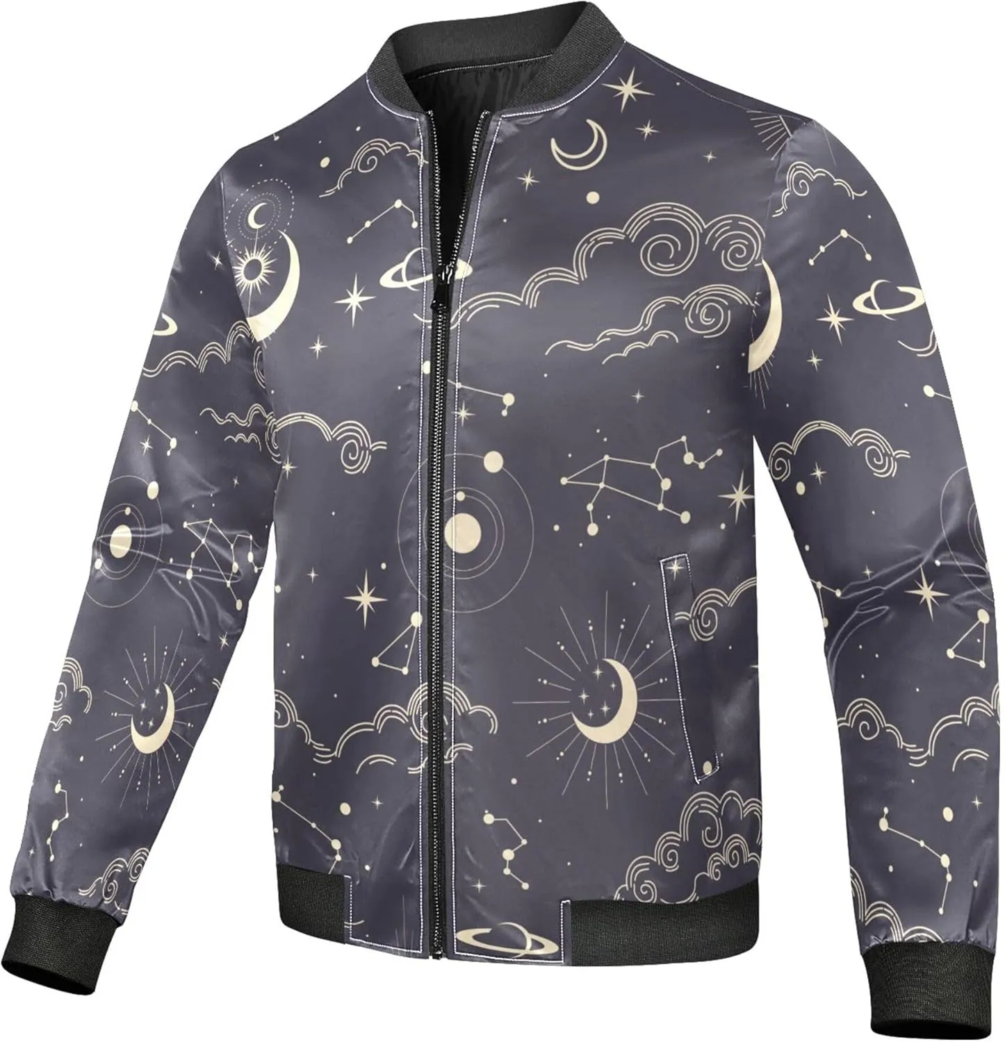 linqin Sun Moon Clouds Stars Wind Jacket Men Lightweight Lightweight Jacket Men Windbreaker Coats For Men Stylish