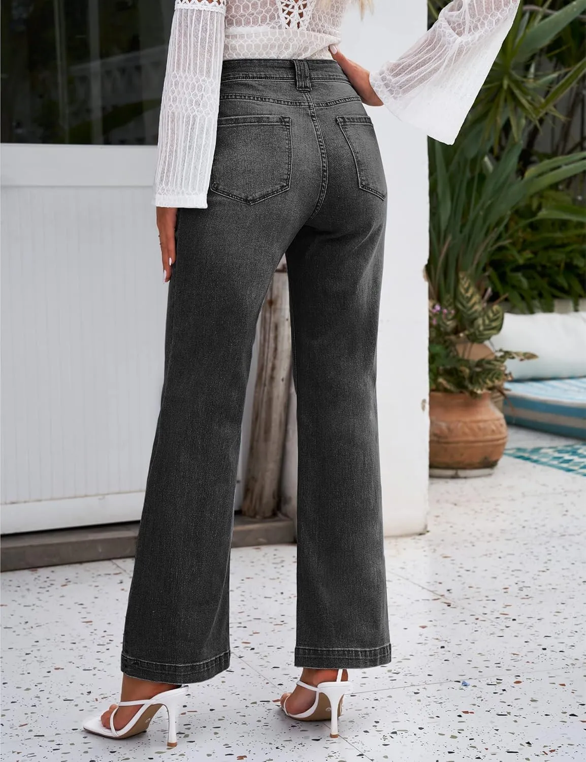 luvamia Wide Leg Jeans for Women Distressed Baggy High Waisted 90s Jeans Stretchy Denim Pants Trendy