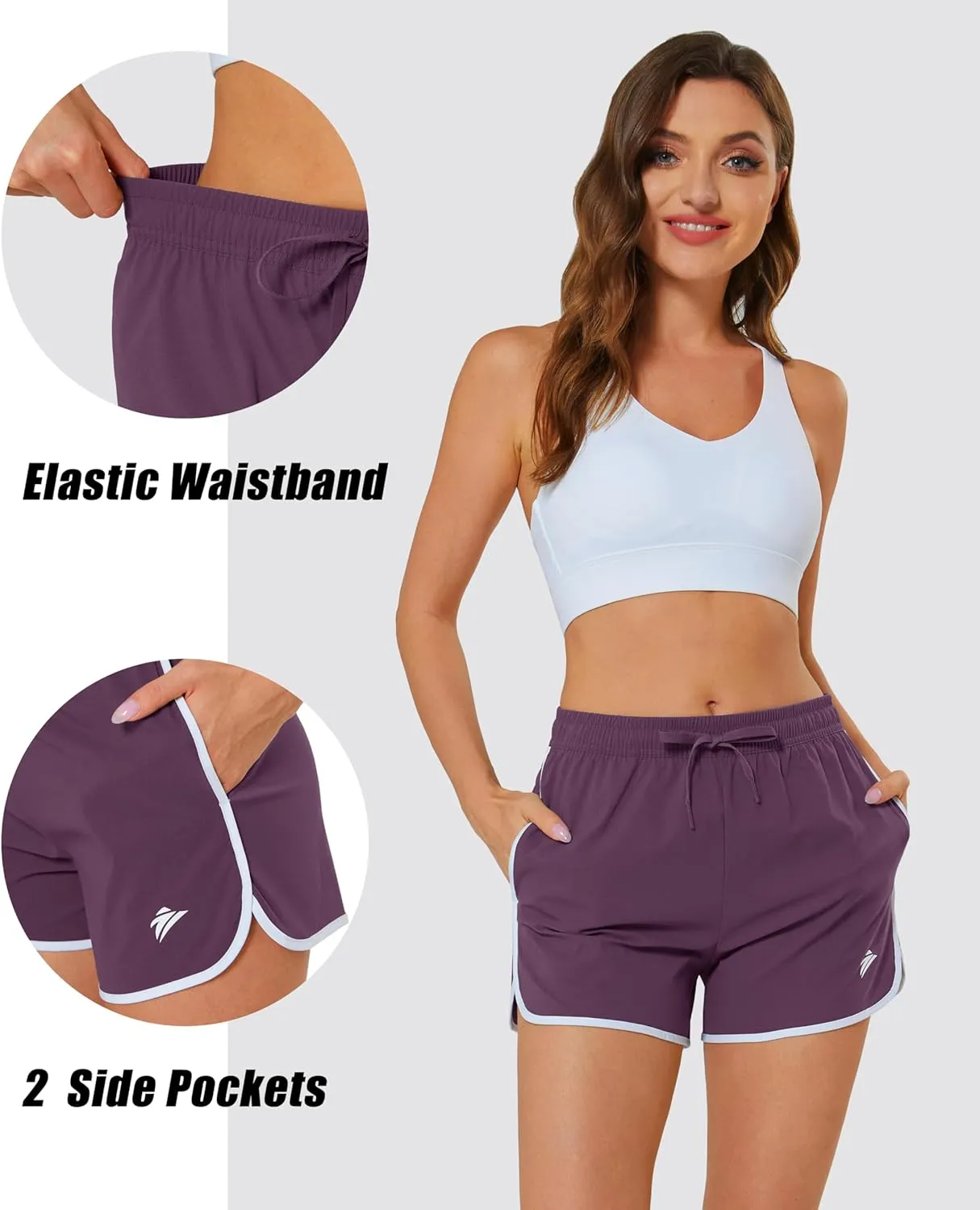 MAGCOMSEN Women's Athletic Shorts with Pockets Quick Dry Lightweight 3.5" Running Gym Workout Shorts Hiking Sport