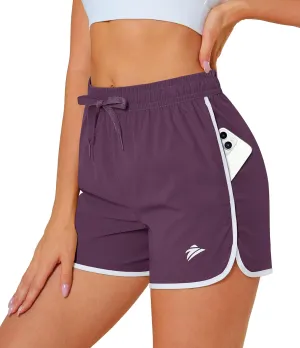 MAGCOMSEN Women's Athletic Shorts with Pockets Quick Dry Lightweight 3.5" Running Gym Workout Shorts Hiking Sport