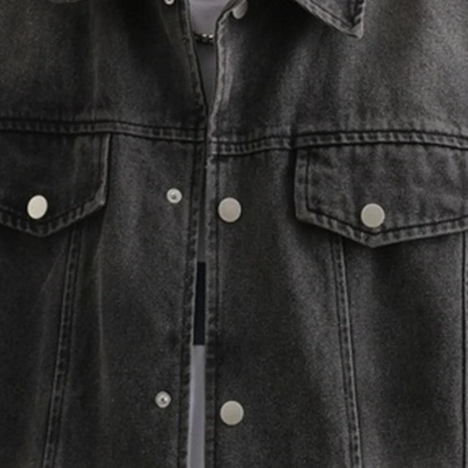 Maiyifu-GJ Men's Loose Denim Jacket Washed Distressed Denim Coat Casual Lapel Washed Button Down Trucker Jacket