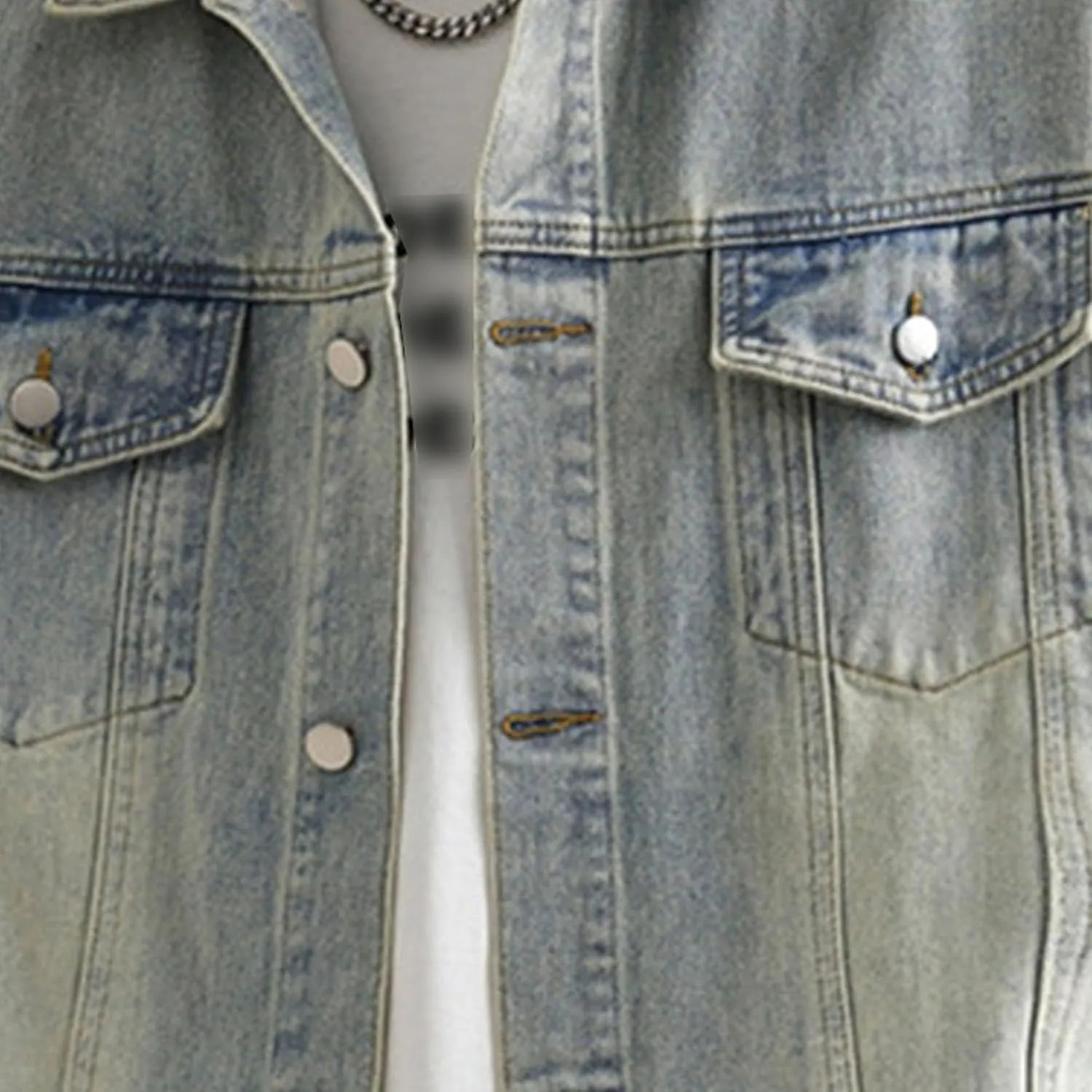 Maiyifu-GJ Men's Loose Denim Jacket Washed Distressed Denim Coat Casual Lapel Washed Button Down Trucker Jacket