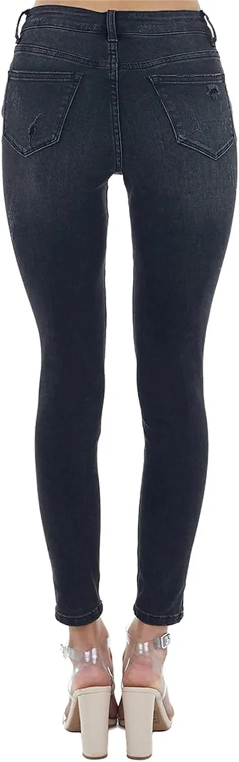 Maiyifu-GJ Patchwork Ripped Jeans for Women High Waisted Skinny Destroyed Denim Pants Boyfriend Hole Stretch Pencil Jean