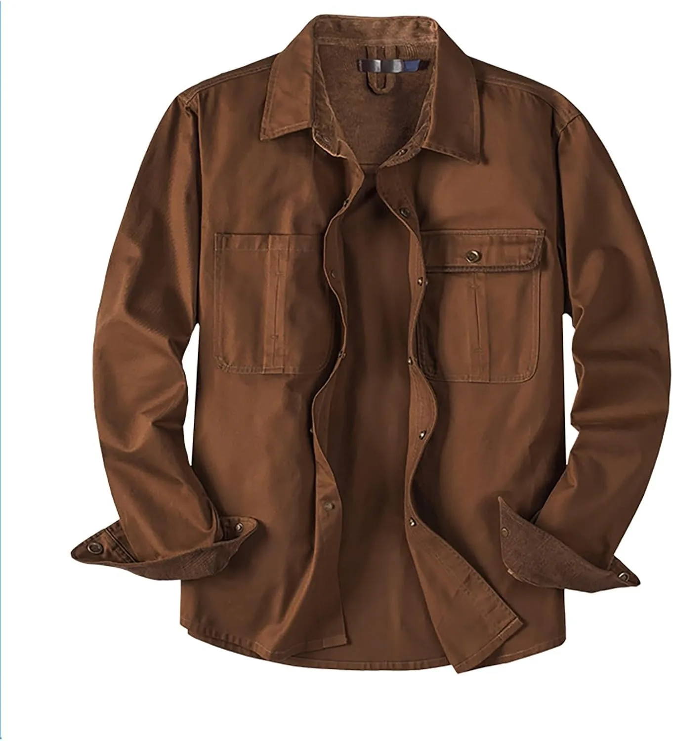 Men Cotton Shirt Casual Long Sleeve Metal Buttons Dress Shirts Stylish Colorblock Work Blouse Tees with Chest Pockets