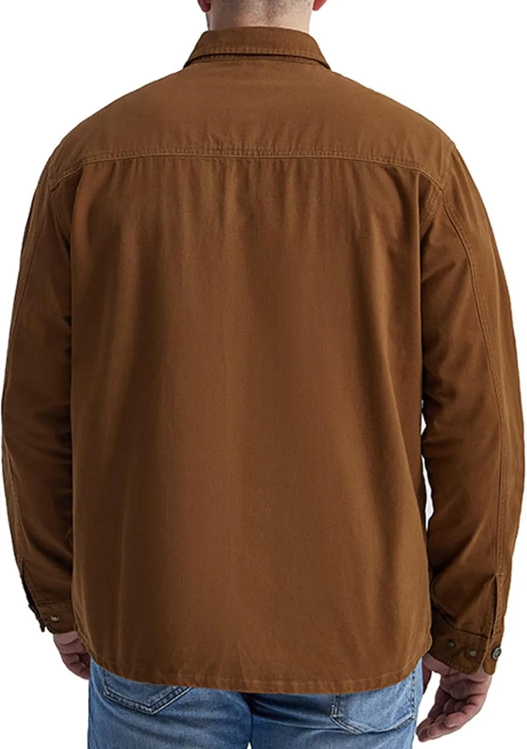 Men Cotton Shirt Casual Long Sleeve Metal Buttons Dress Shirts Stylish Colorblock Work Blouse Tees with Chest Pockets