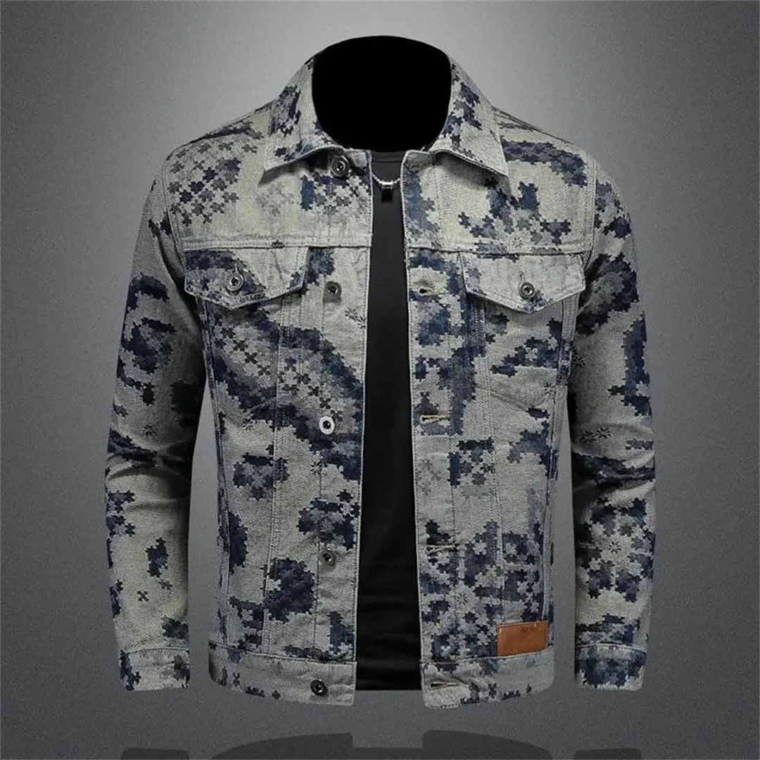 Men Retro Denim Jacket Social Hip-Hop Streetwear Cowboy Coats