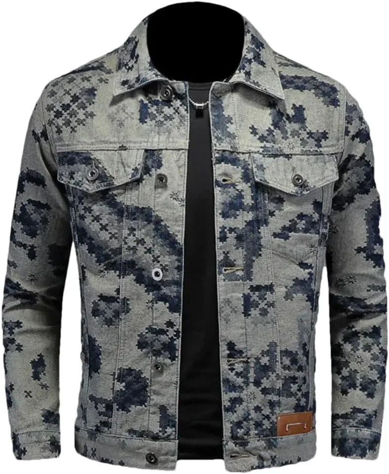 Men Retro Denim Jacket Social Hip-Hop Streetwear Cowboy Coats