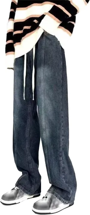Men Vintage Baggy Jeans with Multiple Pockets Casual Hip Hop Straight Leg Jeans Fashion Cargo Distressed Loose Jean
