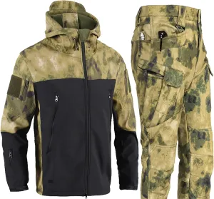 Mens 2 Piece Outfits Hikking Trucksuits for Men Tactical Combat Outdoor Fishing Climbing Outdoor Jacket and Sweatpant
