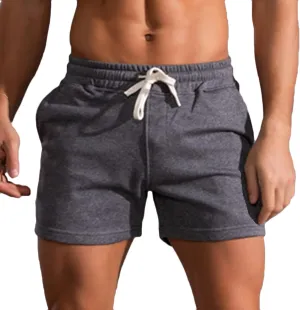 Men's 5'' Cotton Lounge Shorts Bodybuilding Workout Sport Training Shorts Elastic Weightlifting Squat Sweat Shorts