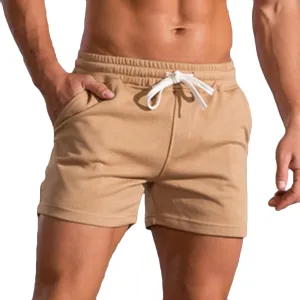 Men's 5'' Cotton Lounge Shorts Bodybuilding Workout Sport Training Shorts Elastic Weightlifting Squat Sweat Shorts