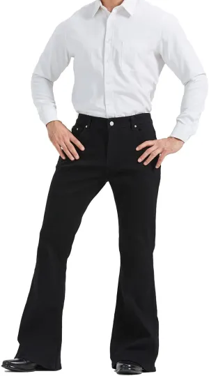 Men's 60s 70s Bell Bottom Jeans Pants Disco Denim Vintage Stretch Classic Comfort Flared Flares Outfits