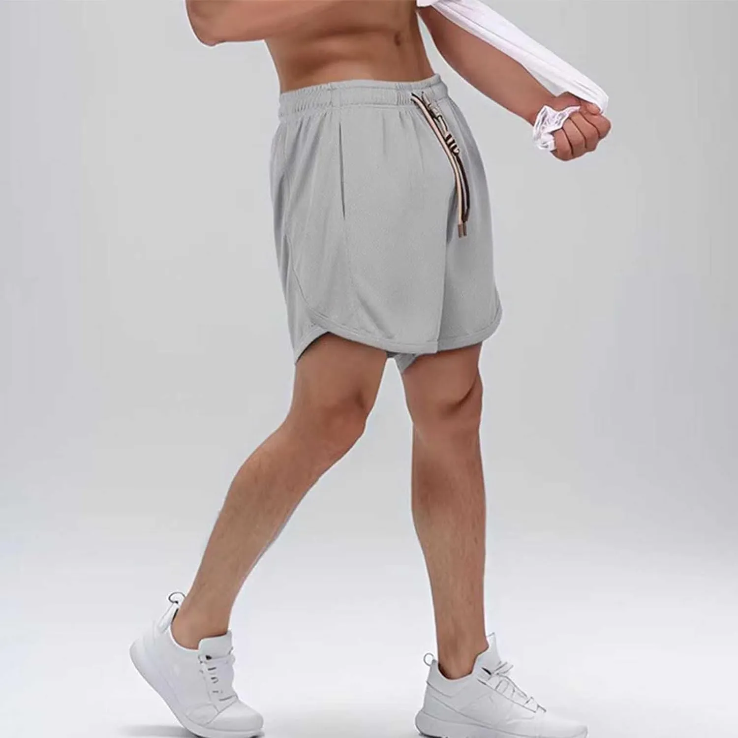 Men's Athletic Shorts Baggy Quick Dry Gym Workout Running Hiking Short Pant 2025 Drawstring Elastic Waist Track Pants