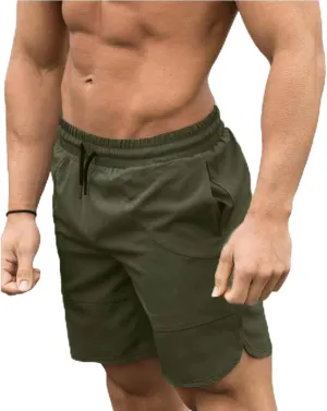 Mens Athletic Shorts with Pockets Lightweight Quick Dry Gym Running Workout Track Pant Drawstring Elastic Waist Short