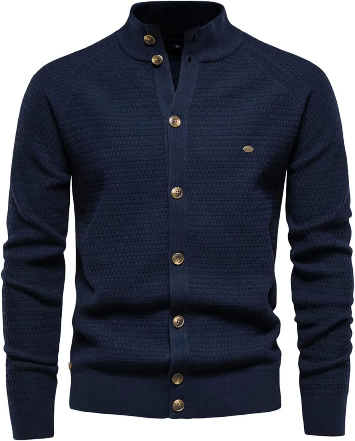 Men's Cardigan Sweater Casual Long Sleeve Stand Collar Slim Fit Cardigan Button Down Fashion Solid Knitted Sweaters