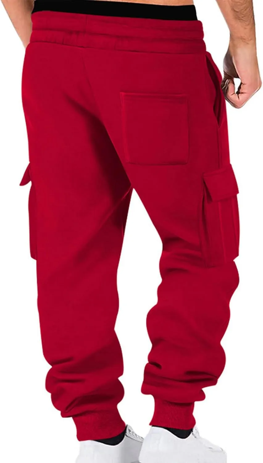 Men's Cargo Jogger Pants Elastic Waist Drawstring Side Pockets Relaxed Comfortable Casual Outdoor Streetwear
