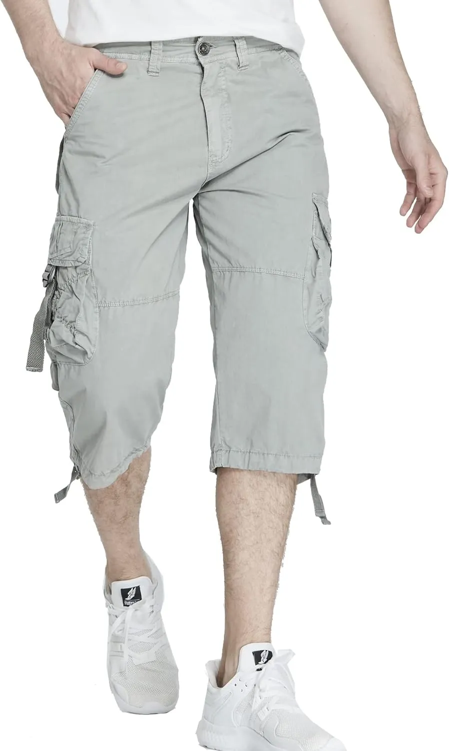 Men's Cargo Shorts 3/4 Cotton Relaxed Fit Below Knee Capri Cargo Pants