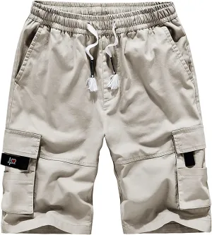 Men's Cargo Shorts Elastic Waistband Drawstring Summer Casual Shorts Relaxed Fit Work Shorts