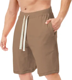 Mens Classic Casual Cotton Sweat Shorts Drawstring Athletic Pockets for Workout Lounge