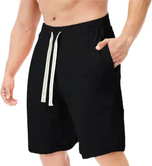 Mens Classic Casual Cotton Sweat Shorts Drawstring Athletic Pockets for Workout Lounge