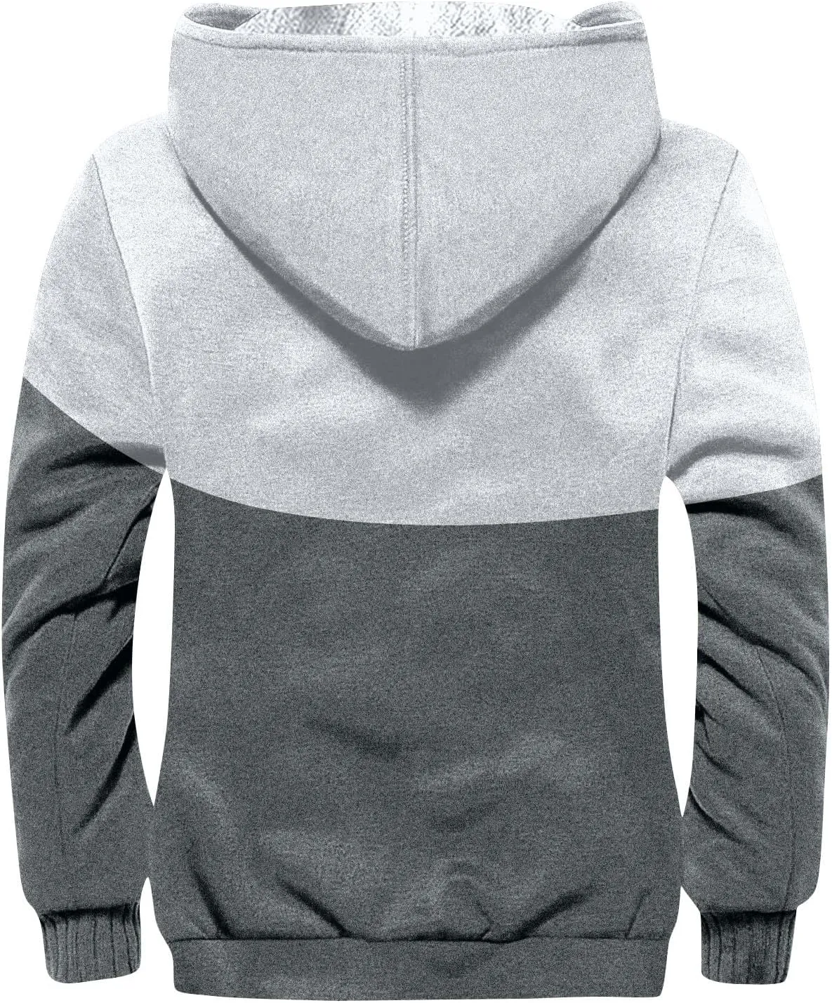 Mens Coats Winter Color Block Zipper Hooded Warm Windbreaker Jackets Oversized Heavy Hoodie