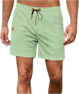 Mens Cotton Linen Shorts Lightweight Workout Running Summer Outdoor Relaxed Fit Short Pants Gym Lounge Trousers