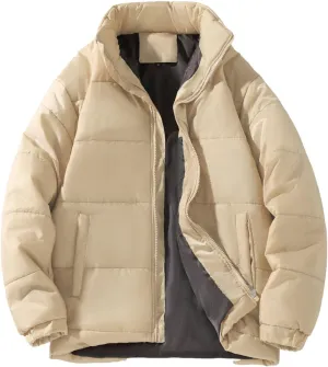 Men's Down Puffer Jacket Packable Lightweight Puffy Bubble Hooded Winter Coat Windproof Zipper Down Jacket