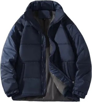Men's Down Puffer Jacket Packable Lightweight Puffy Bubble Hooded Winter Coat Windproof Zipper Down Jacket